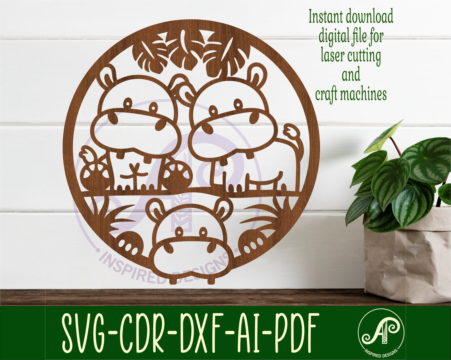 Hippo wall sign design SVG / DXF / AI / PDF / CDR