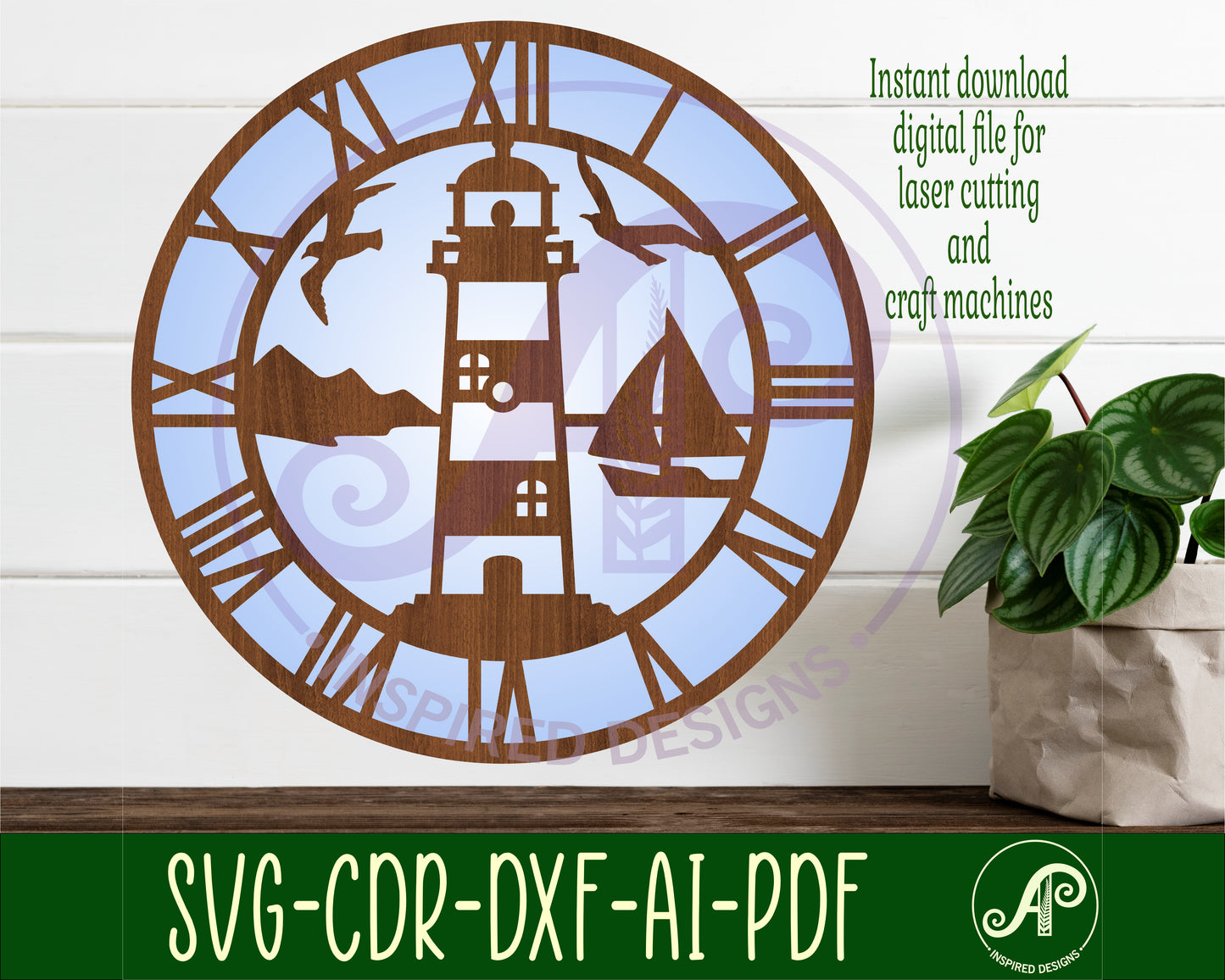 Lighthouse wall clock template designs