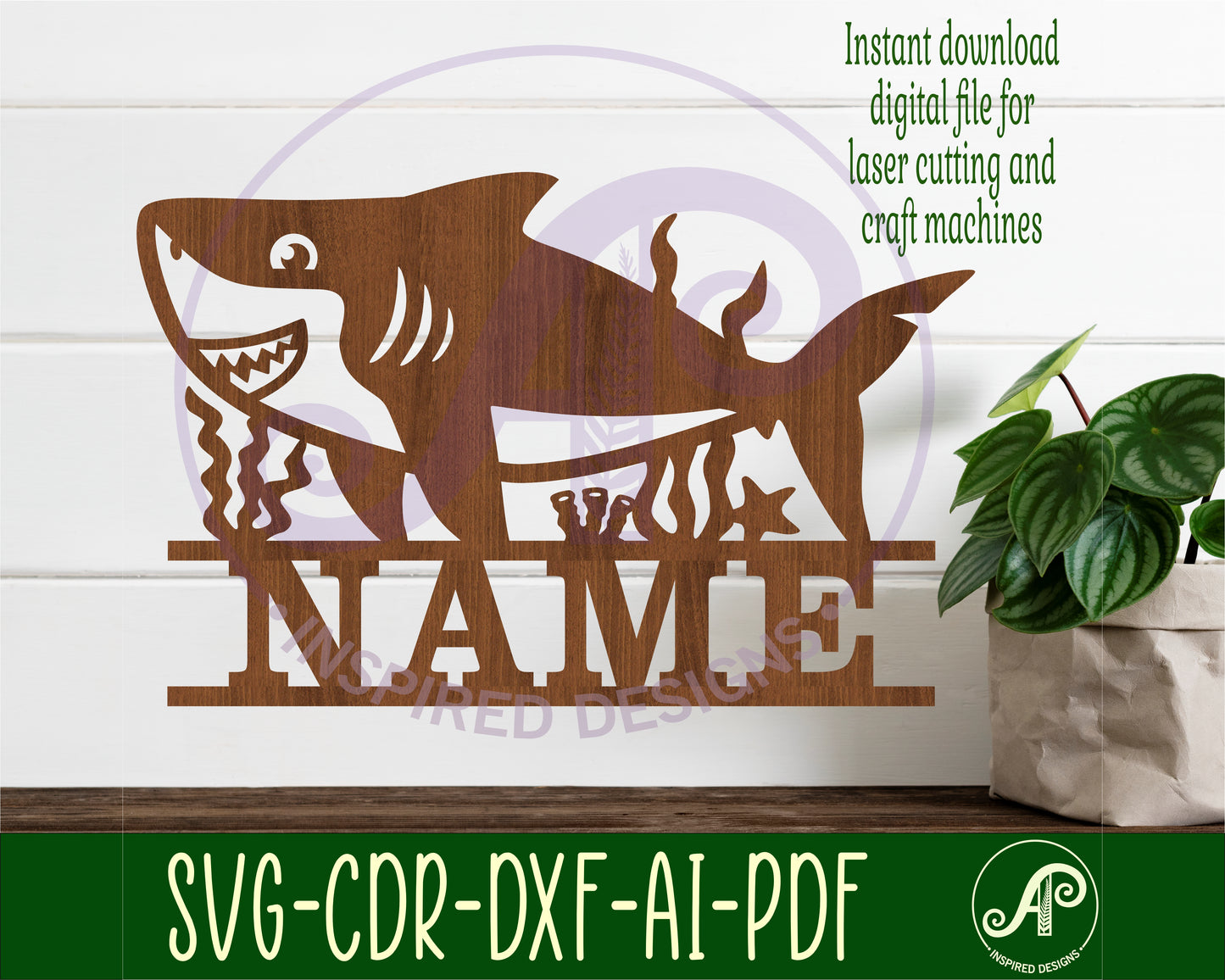 Shark design shape name sign SVG / DXF / AI / PDF / CDR