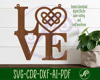 Love with celtic heart wall sign design SVG / DXF / AI / PDF / CDR