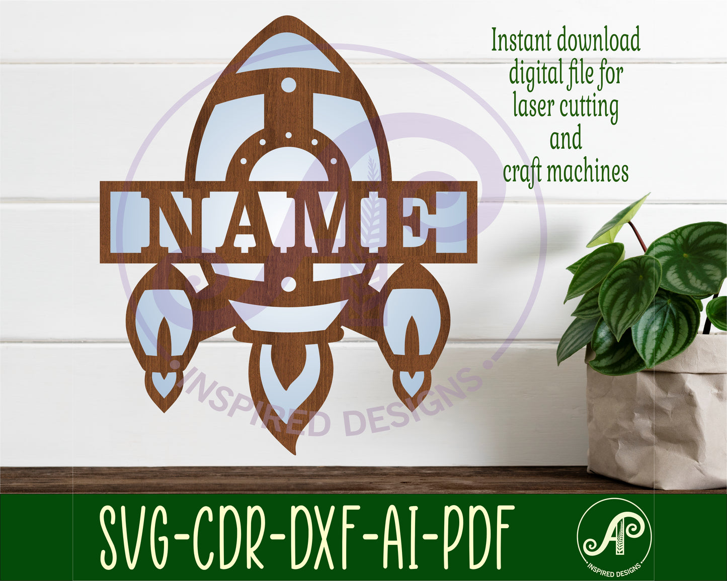 Rocket design shape name sign SVG / DXF / AI / PDF / CDR