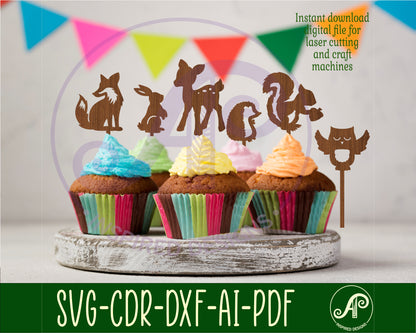 Woodland animal cake topper design SVG / DXF / AI / PDF / CDR