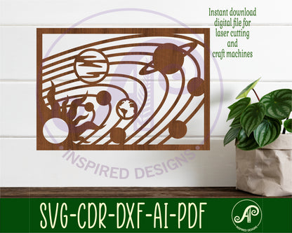 Solar system rectangle wall sign design SVG / DXF / AI / PDF / CDR