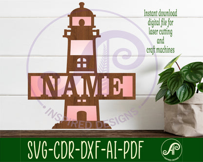 Lighthouse design shape name sign SVG / DXF / AI / PDF / CDR