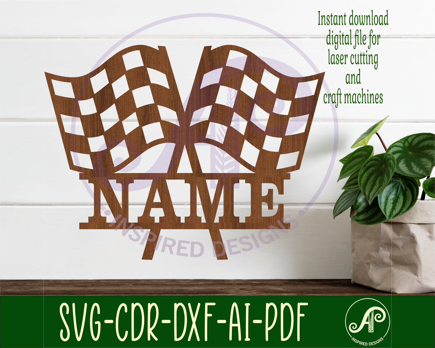 Checkered flags design shape name sign SVG / DXF / AI / PDF / CDR