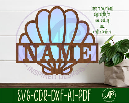 Seashell shape name sign design 2 SVG / DXF / AI / PDF / CDR