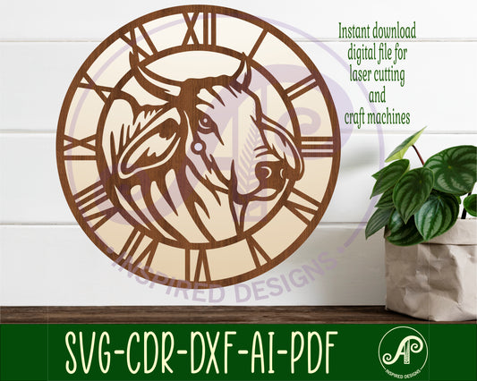 Brahma Bull head clock template design