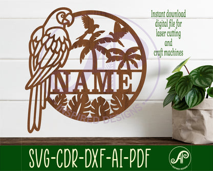 Parrot name wall sign. SVG / DXF / AI / PDF / CDR