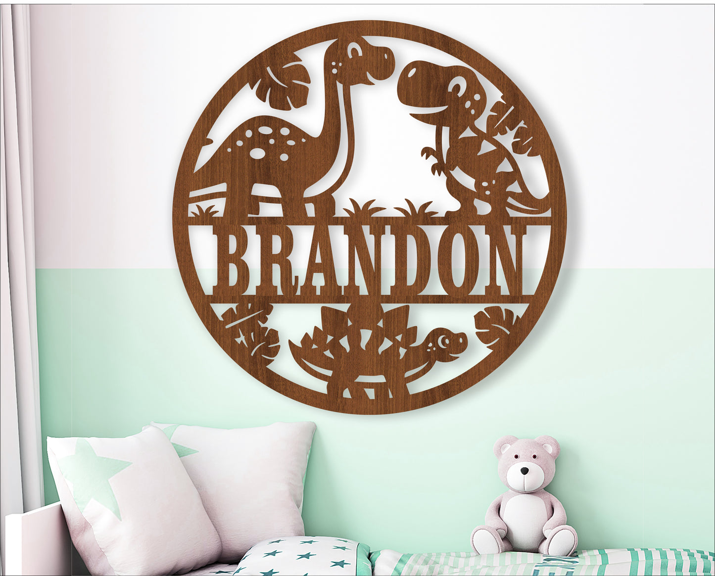 Cute Dinosaur name wall sign. SVG / DXF / AI / PDF / CDR