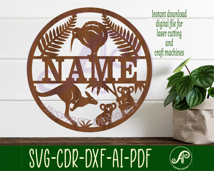 Australian and New Zealand name wall sign. SVG / DXF / AI / PDF / CDR