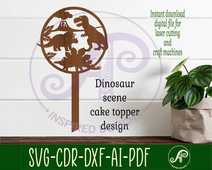 Dino scene cake topper design SVG / DXF / AI / PDF / CDR