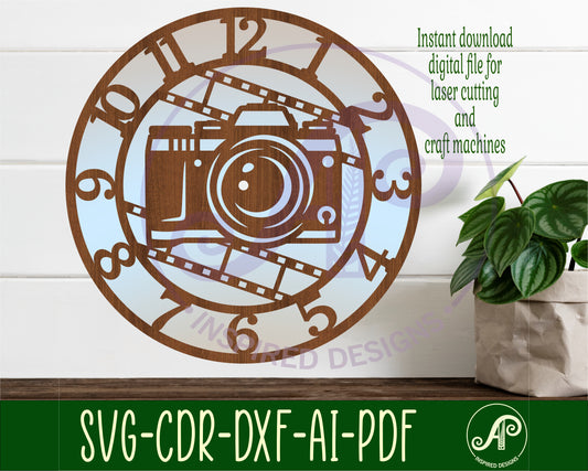 Photographer camera wall clock template designs