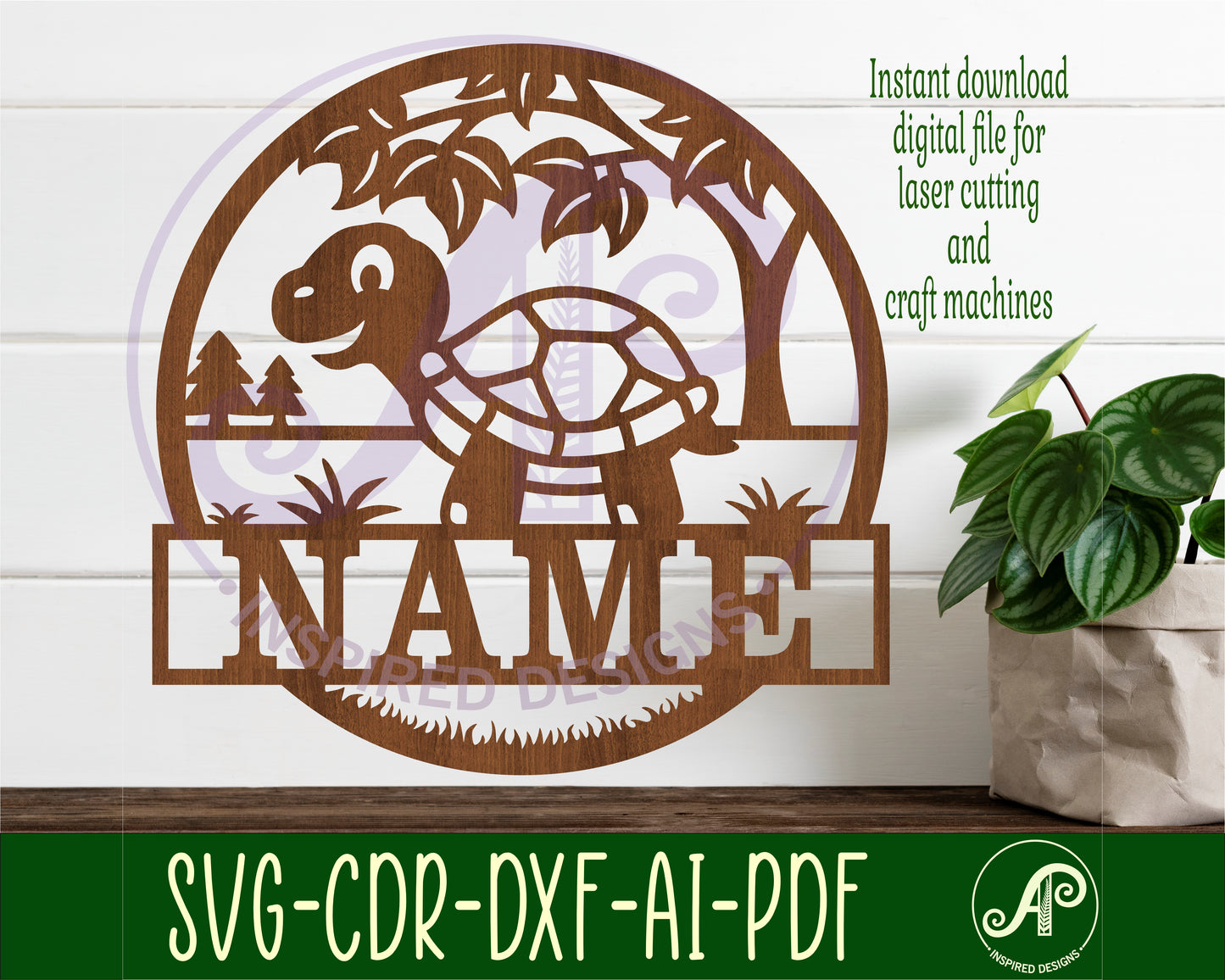 Tortoise name wall sign. SVG / DXF / AI / PDF / CDR