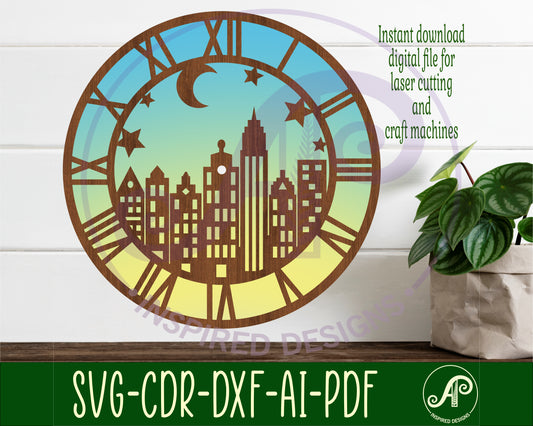 City scene clock template design