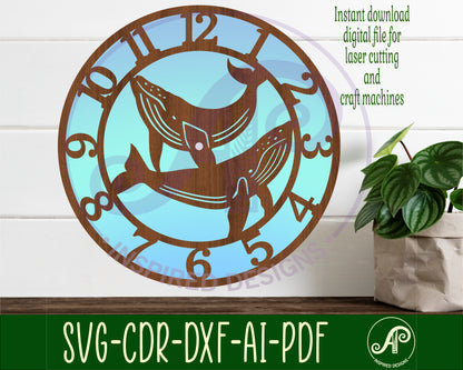 2 Whale clock template design