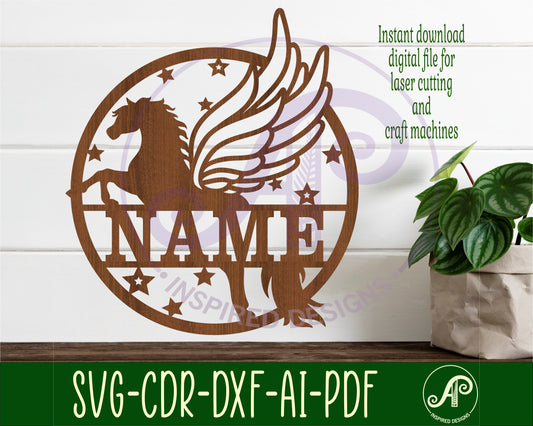 Pegasus name wall sign. SVG / DXF / AI / PDF / CDR