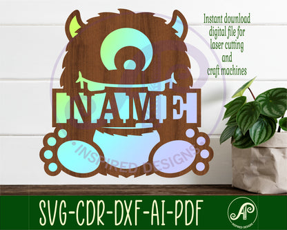 Cute monster shape name sign design 2 SVG / DXF / AI / PDF / CDR