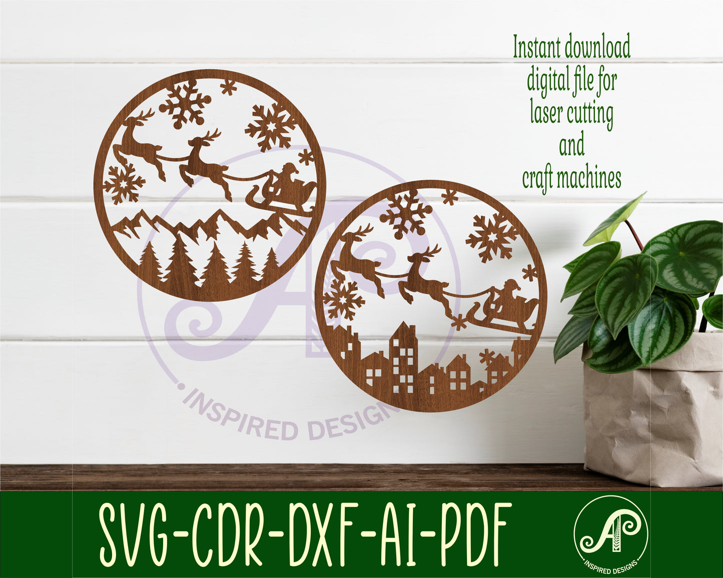 Santa sleigh wall sign design SVG / DXF / AI / PDF / CDR