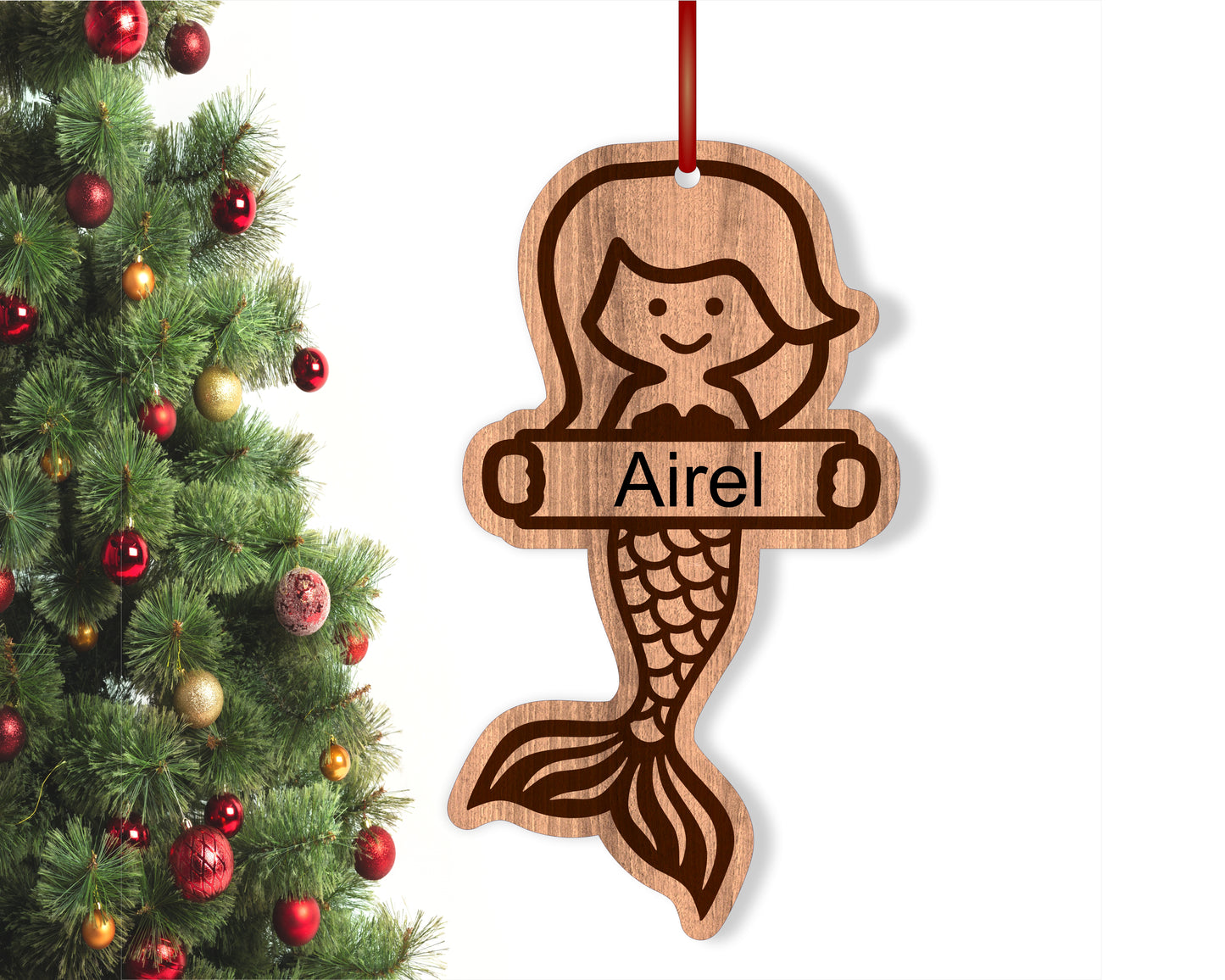 Mermaid engraved ornament design SVG / DXF / AI