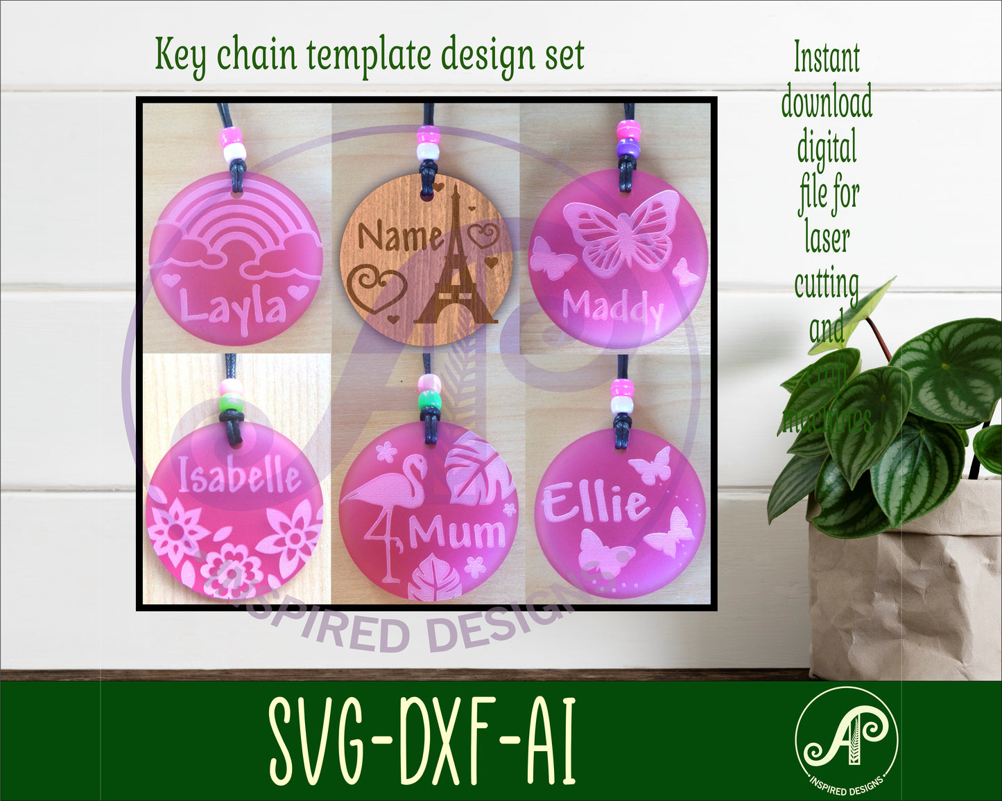 Round girls theme set 3, tag designs SVG / DXF / AI