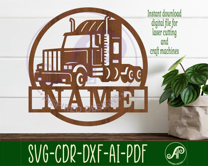 Truck name wall sign. SVG / DXF / AI / PDF / CDR