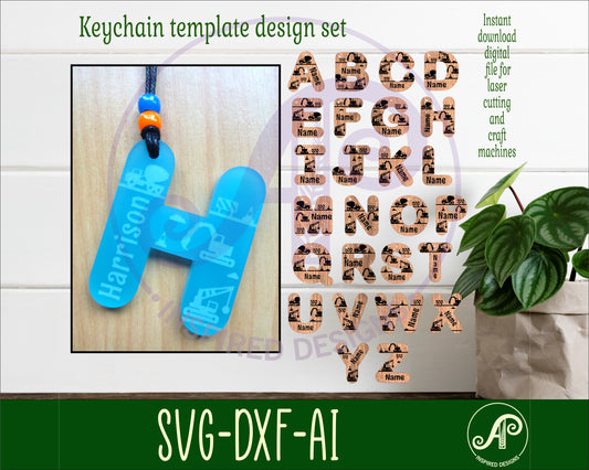 Construction letter tag designs SVG / DXF / AI