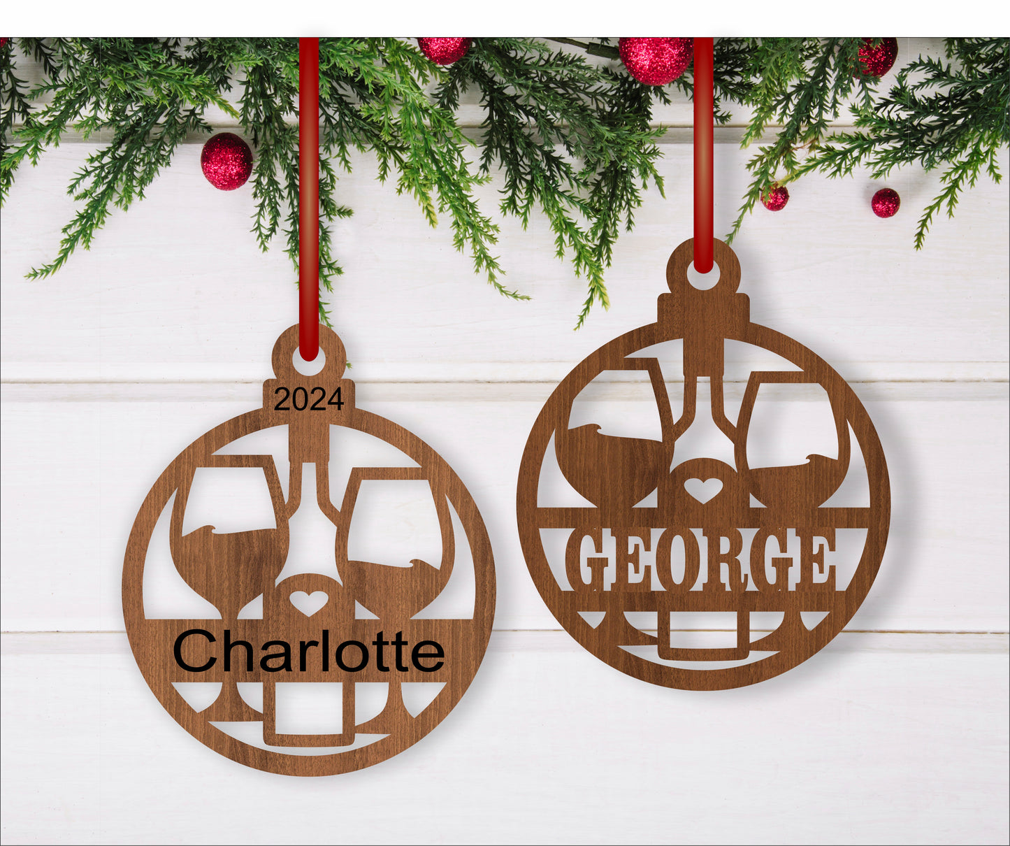 Wine lovers Christmas Ornament SVG laser cut files