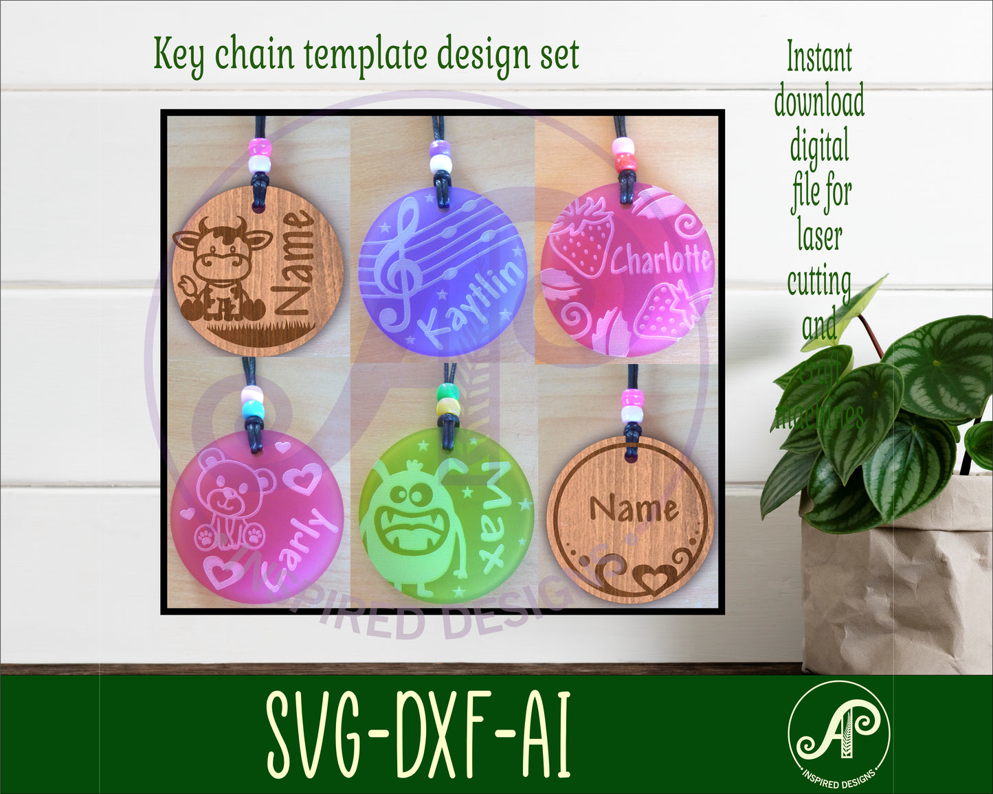 Round tag designs set 1 SVG / DXF / AI