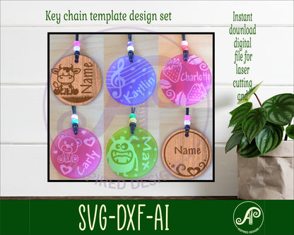 Round tag designs set 1 SVG / DXF / AI