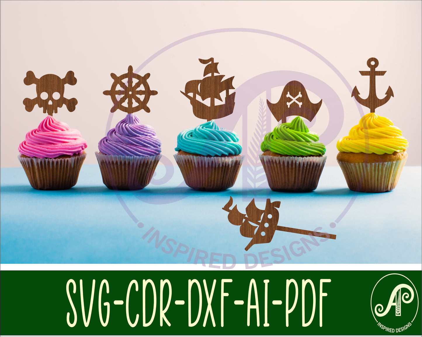 Pirate  cupcake topper design SVG / DXF / AI / PDF / CDR