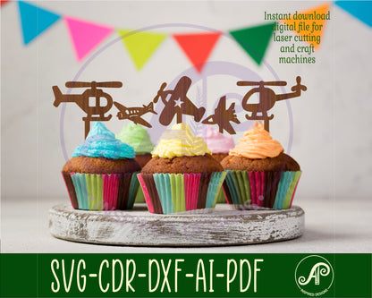 Plane cupcake topper design SVG / DXF / AI / PDF / CDR