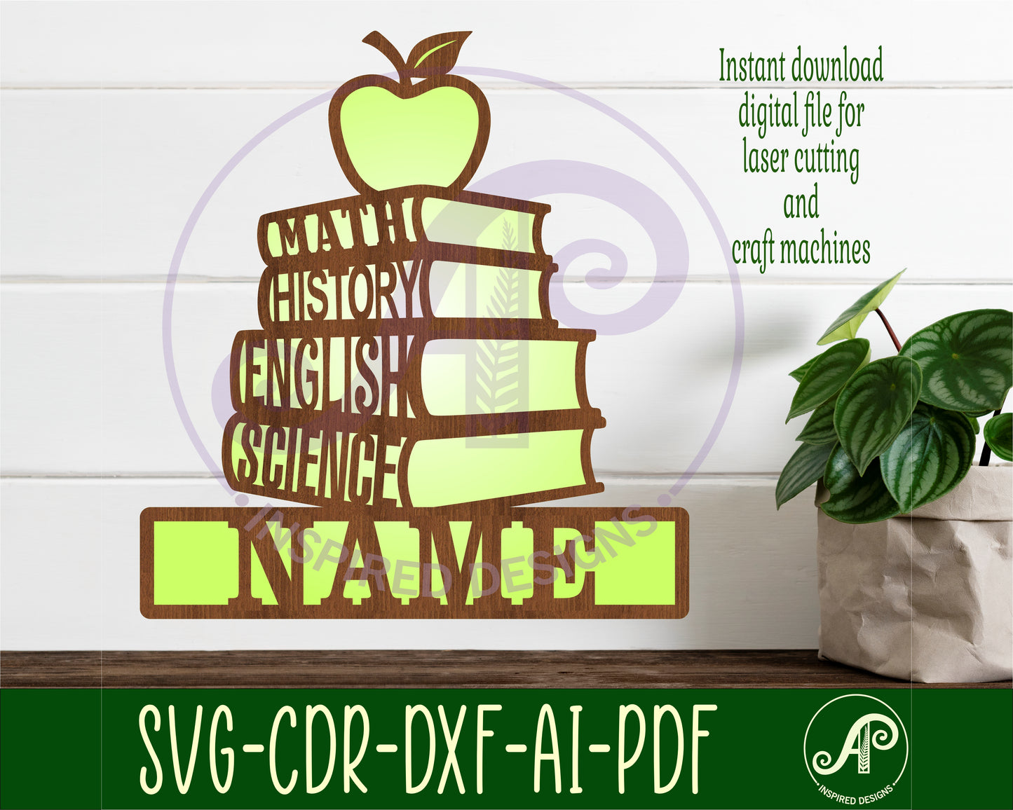 Teacher design shape name sign SVG / DXF / AI / PDF / CDR