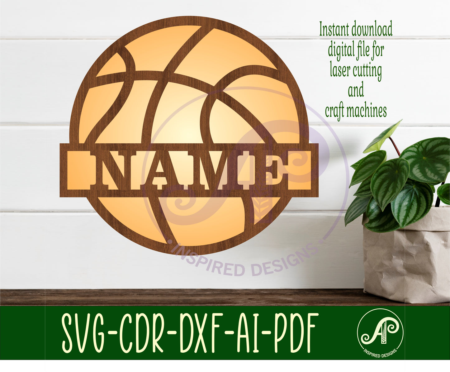 Basketball shape name sign SVG / DXF / AI / PDF / CDR