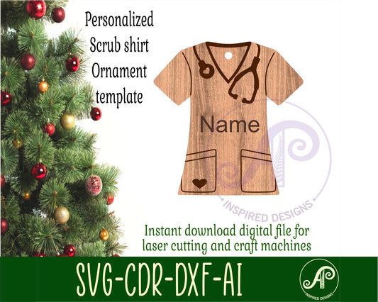 Scrubs shirt engraved ornament design SVG / DXF / AI