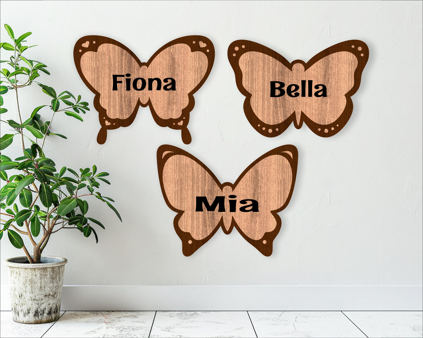 Butterflies outline name signs SVG / DXF / AI / PDF / CDR