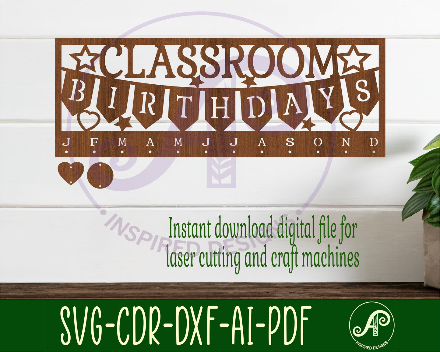 Classroom birthdays calendar design  SVG / DXF / AI / PDF / CDR