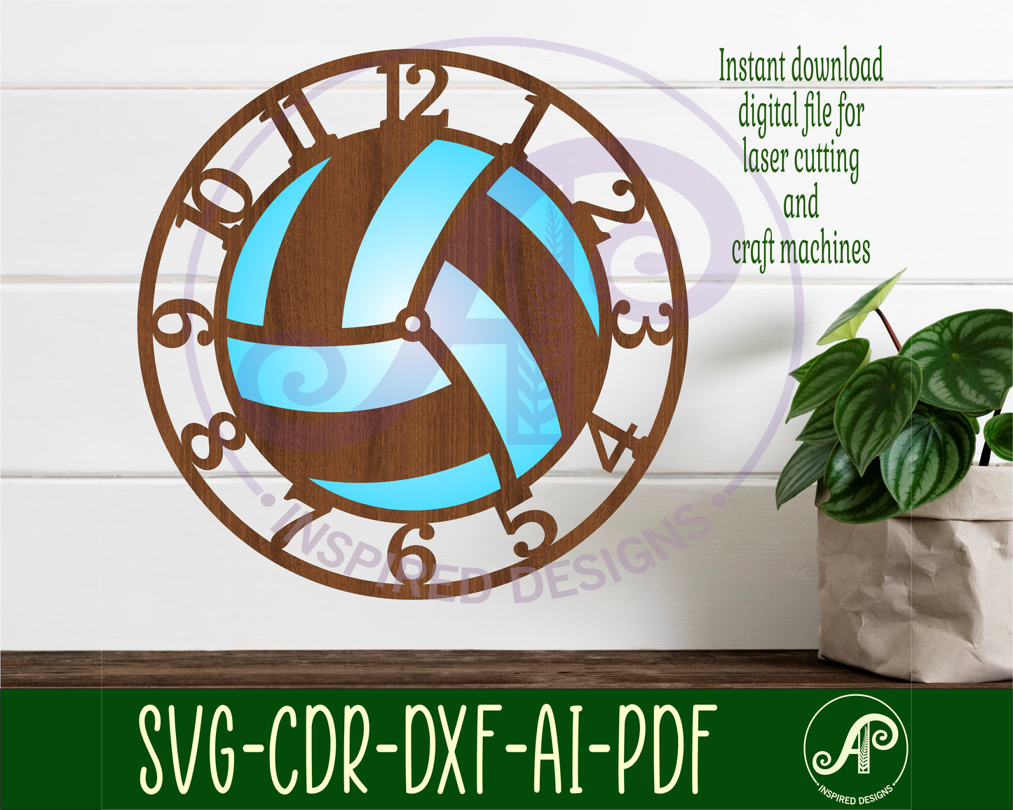 Volleyball clock template design