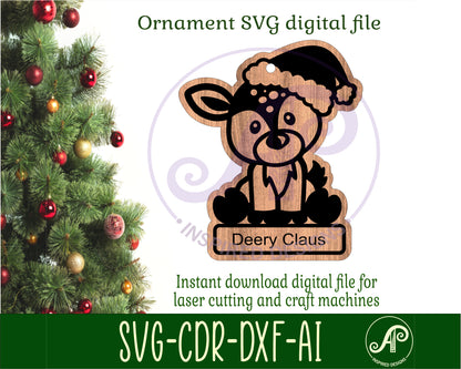 Cute Deer engraved ornament design SVG / DXF / AI