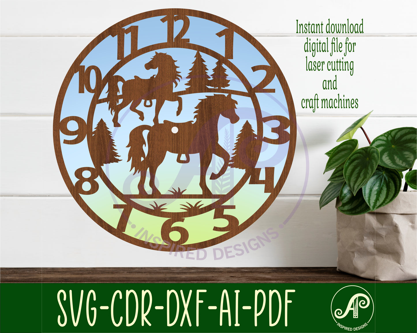 Horses clock template design