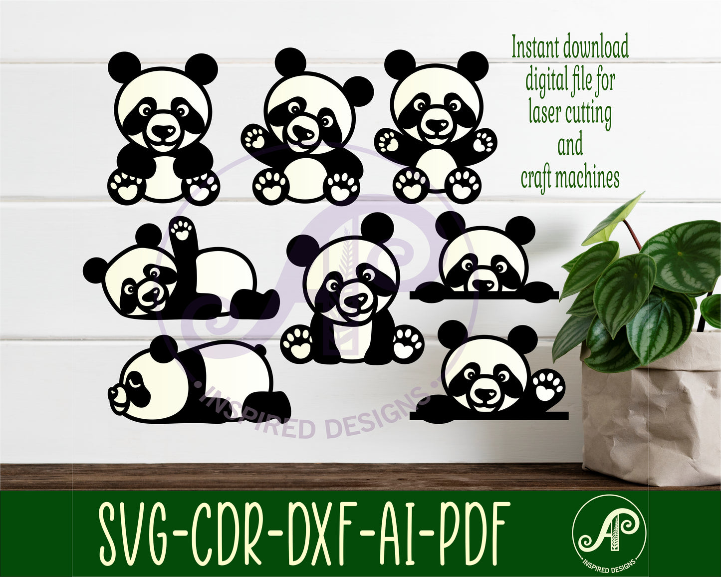 Panda designs, 8 two layer shapes