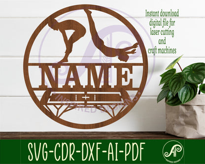 Trampoline male name wall sign. SVG / DXF / AI / PDF / CDR