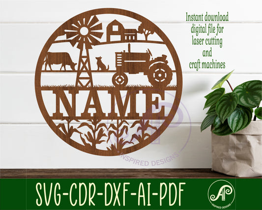 Farm scene name wall sign. SVG / DXF / AI / PDF / CDR