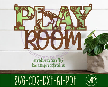 Dinosaur play room wall sign design SVG / DXF / AI / PDF / CDR