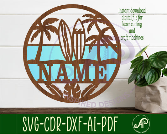 Surfers beach name wall sign. SVG / DXF / AI / PDF / CDR