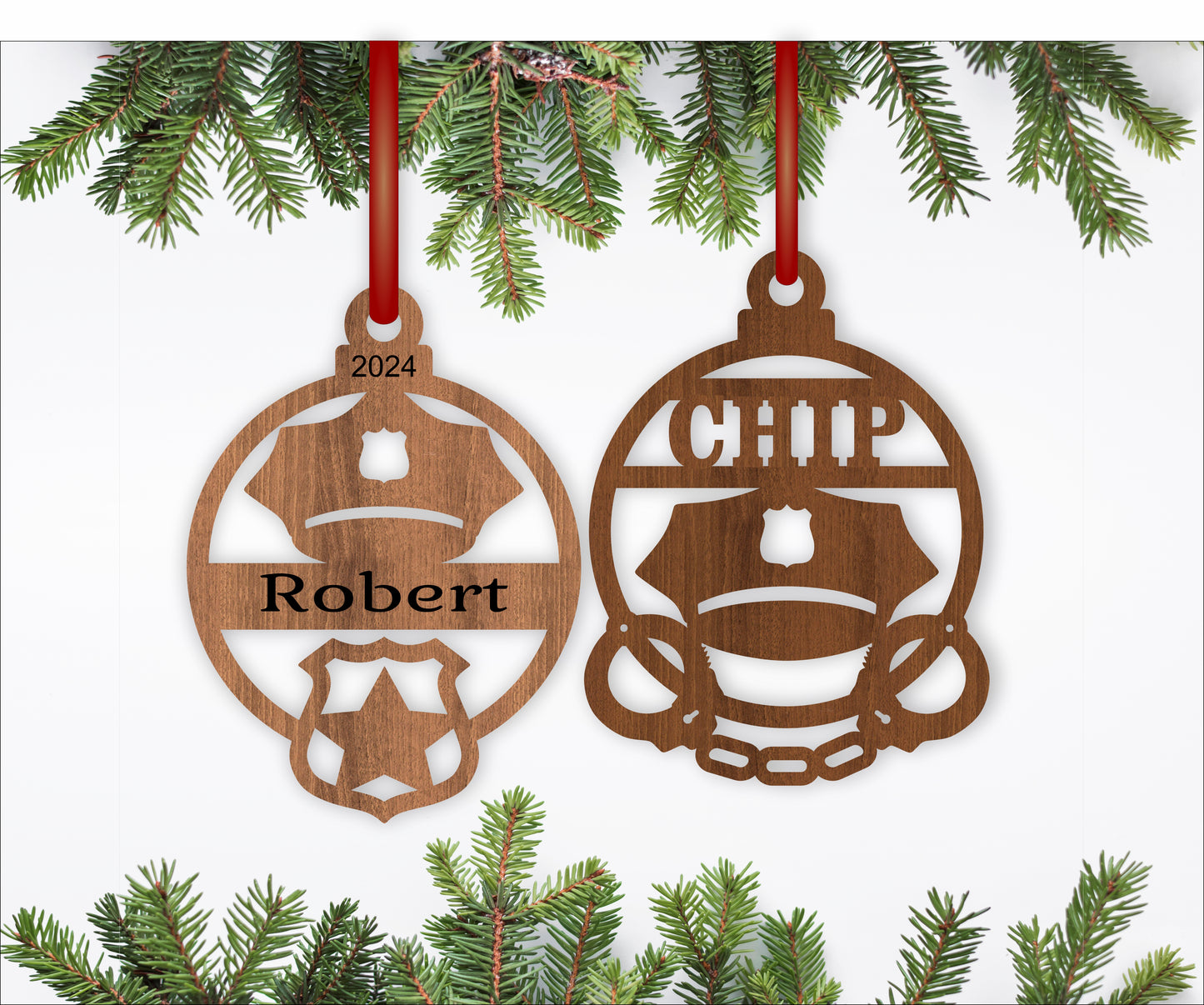 Police Christmas Ornament SVG laser cut files