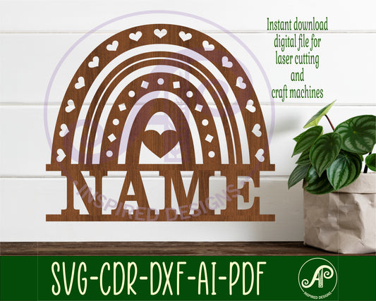 Boho Rainbow shape name sign SVG / DXF / AI / PDF / CDR