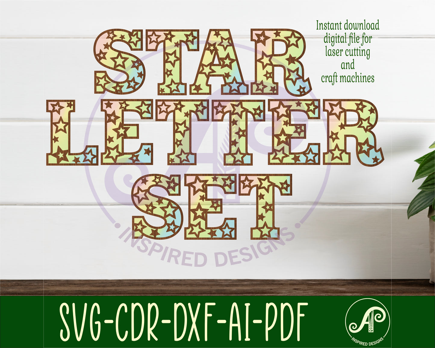 Star alphabet letter set. 41 letter options