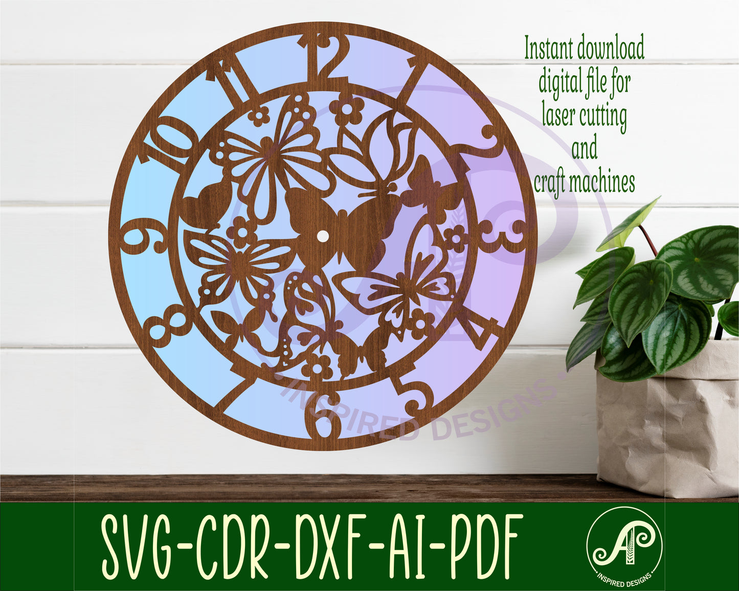 Butterfly clock template design