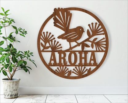 Fantail bird name wall sign. SVG / DXF / AI / PDF / CDR