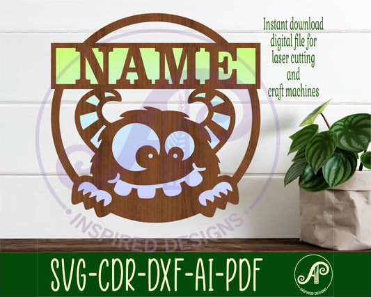 Monster single name wall sign. SVG / DXF / AI / PDF / CDR